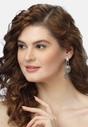 Silver Crystal Leafy Dangling Earrings, Image 4 of 5