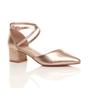 Rose Gold Mid Block Heel Crossed Strap Pointed Toe 2 Part Heels, Image 1 of 6
