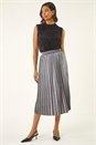 Silver Velvet Pleated Midi Skirt, Image 2 of 7