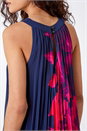 Navy  Floral Pleated Swing Dress, Image 5 of 5