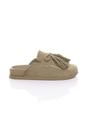 Beige AJVANI Beige Flat Tassel Moccasin Mules Sandals Sliders, Image 2 of 4