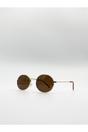 Gold Round Metal Frame Sunglasses, Image 2 of 5