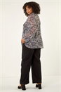 Natural  Curve Georgette Keyhole Top, Image 3 of 5