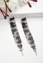 Black Diva Collection Long Fringe Chandelier Earrings, Image 2 of 5