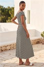 Black Stripe Bardot Knit Midi Stretch Dress, Image 3 of 4