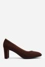 Dark Brown 'Nolan' Wide Fit Mid Block Heel Court Shoe, Image 2 of 5