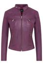 Purple Slim-Fit Leather Biker Jacket-Maldon, Image 1 of 5