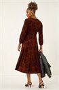 Rust Speckled A-Line Stretch Midi Dress, Image 3 of 5
