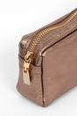 Champagne Metallic Italian Leather Cosmetic Bag, Image 2 of 2
