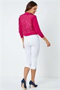 Fuchsia Lace Back Shrug, Image 3 of 5