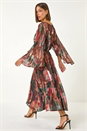Multi Floral Print Shimmer Midi Dress, Image 1 of 5