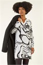 Ivory  Floral Abstract Knit Dress, Image 2 of 5