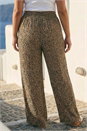 Natural  Curve Textured Animal Print Wide Leg Trousers , Image 3 of 4