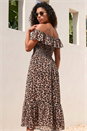 Beige Petite Animal Print Bardot Midi Dress, Image 3 of 4