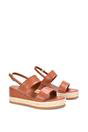 Tan XY LONDON Tan 'Ally' Low Heel Platform Wedge Espadrill Slingback Sandals, Image 3 of 5