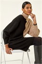 Biscuit Contrast Colour Knit Dress, Image 1 of 5