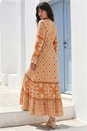 Orange Border Print Maxi Dress, Image 3 of 4