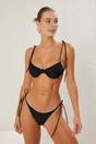 Black Underwired Balconette Tie Side Bikini Set with Strappy Detail, Image 1 of 4