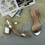 Gold AJVANI Gold Mid Block Heel Strappy Sandals, Image 4 of 6