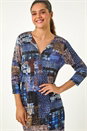 Blue Pebble Spot Zip Detail Midi Dress, Image 4 of 5