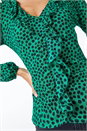 Green Spot Print Ruffle Top, Image 4 of 5