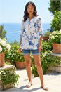 White Floral Print Lace Trim Shirt , Image 1 of 4