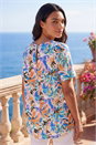 Blue Abstract Print Tunic Top, Image 3 of 4