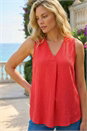 Coral Textured Pleat Front Vest Top, Image 1 of 4
