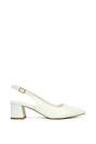 White 'Devon' Court Shoe Block Heels With Slingback, Image 1 of 6