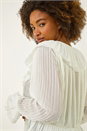 Ivory  Frill Pleated Peplum Blouse, Image 4 of 5