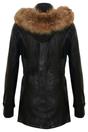 Black Leather Hooded Parka Jacket-Putian, Image 4 of 5