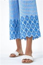 Blue Gingham Cotton Broderie Cropped Trousers, Image 5 of 5