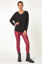Black V-Neck Tunic Stretch Top, Image 2 of 5
