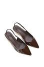 Brown XY LONDON Brown 'Jenny' Pointed Toe Low Kitten Heel Slingback Pumps, Image 6 of 6