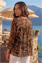 Tan Animal Print Tiered Top, Image 2 of 4