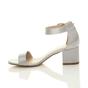 Silver AJVANI Silver Mid Block Heel Ankle Strap Sandals, Image 3 of 6