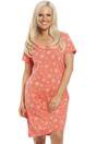 Coral Star Print Cotton Lace Nightshirt, Image 1 of 4