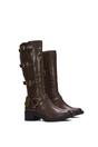 Brown XY LONDON Brown 'Cobra' Harness Square toe Knee High Biker Boots, Image 3 of 7