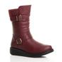 Burgundy AJVANI Burgundy Low Wedge Heel Comfort Calf Biker Boots, Image 1 of 6