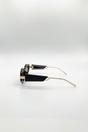 Black SVNX Black Oval Metal Detail Sunglasses, Image 4 of 5