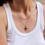 Silver Sterling Silver Burgundy Garnet Cross Pendant, Image 2 of 4