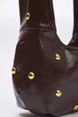 Dark Brown Studded Suede Hobo Shoulder Bag, Image 4 of 4