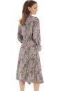 Grey Floral Print Spandex Knee Length Wrap, Image 2 of 5