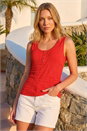 Red Buttoned Stretch Vest Top, Image 2 of 4