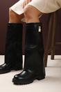 Black 'Brescia' Fold Over Knee High Chunky Sole Boots, Image 1 of 2
