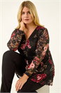 Black Curve Zip Front Floral Lace Top, Image 1 of 5