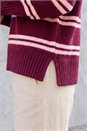 Burgundy Stripe Crew Neck Jumper, Image 4 of 4