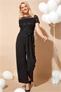 Black Lace Bodice Wide Leg Jumpsuit, Image 1 of 5