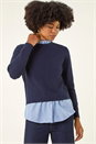 Navy  Stripe Mock Shirt Knit Jumper, Image 4 of 5