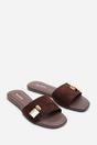Dark Brown Solana Gold Trim Flat Slide On Sandal, Image 4 of 6